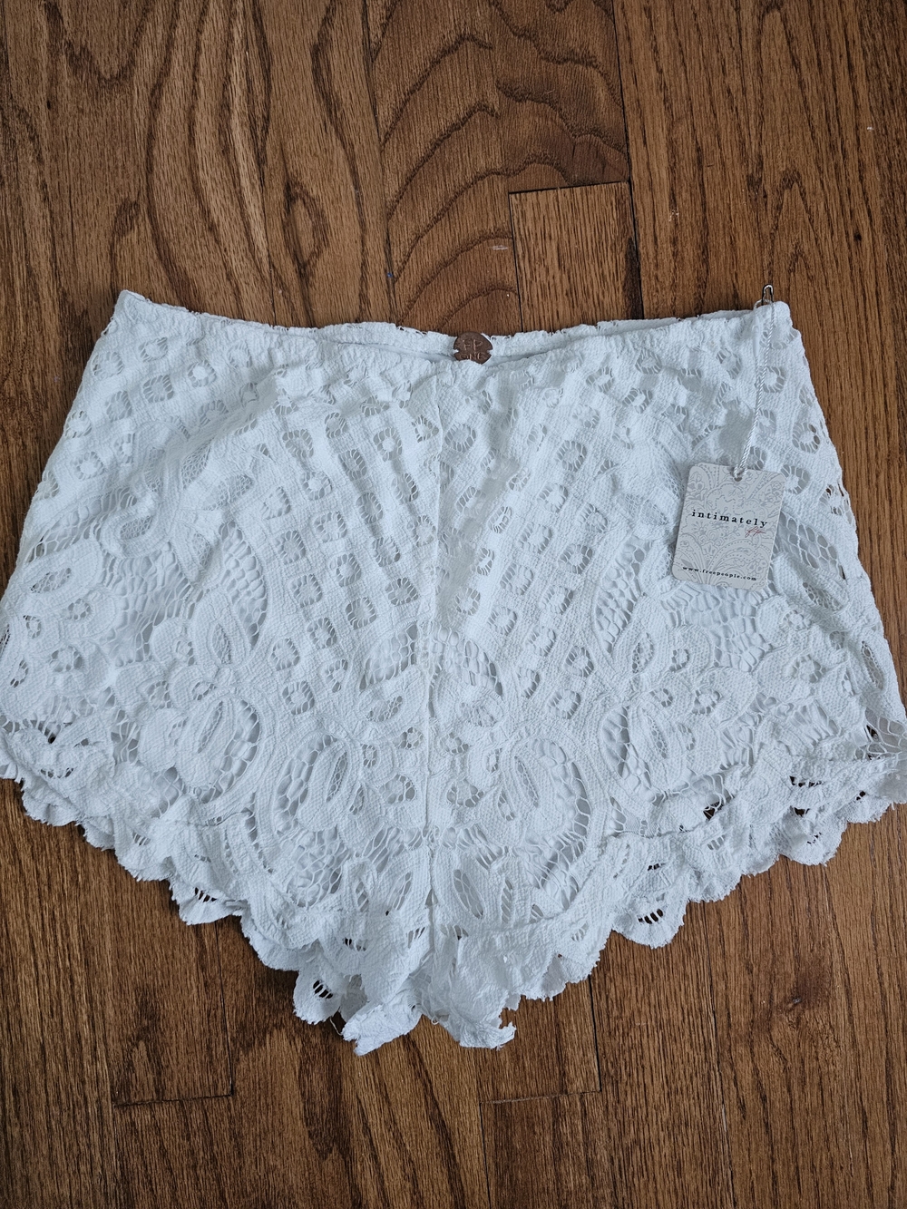 Free People White Crochet High Waist Shorts